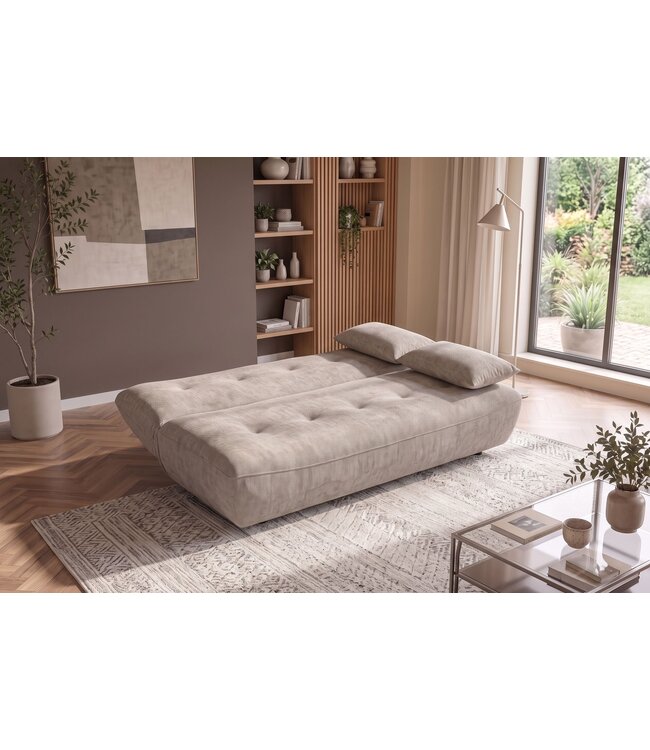 Invicta Interior Slaapbank ELYPSE 200cm 3-zits chenille greige - 48662