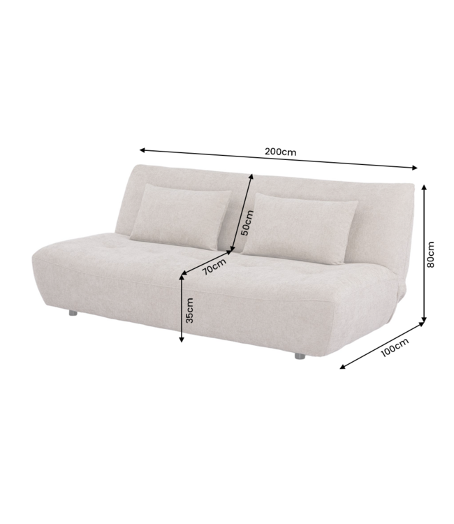 Invicta Interior Slaapbank ELYPSE 200cm 3-zits chenille greige - 48662