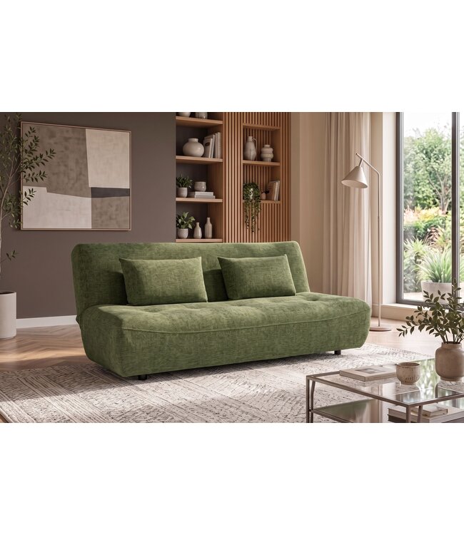 Invicta Interior Slaapbank ELYPSE 200cm 3-zits chenille groen - 48663