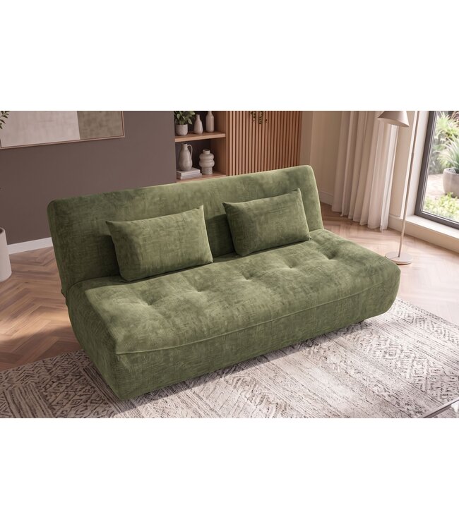 Invicta Interior Slaapbank ELYPSE 200cm 3-zits chenille groen - 48663