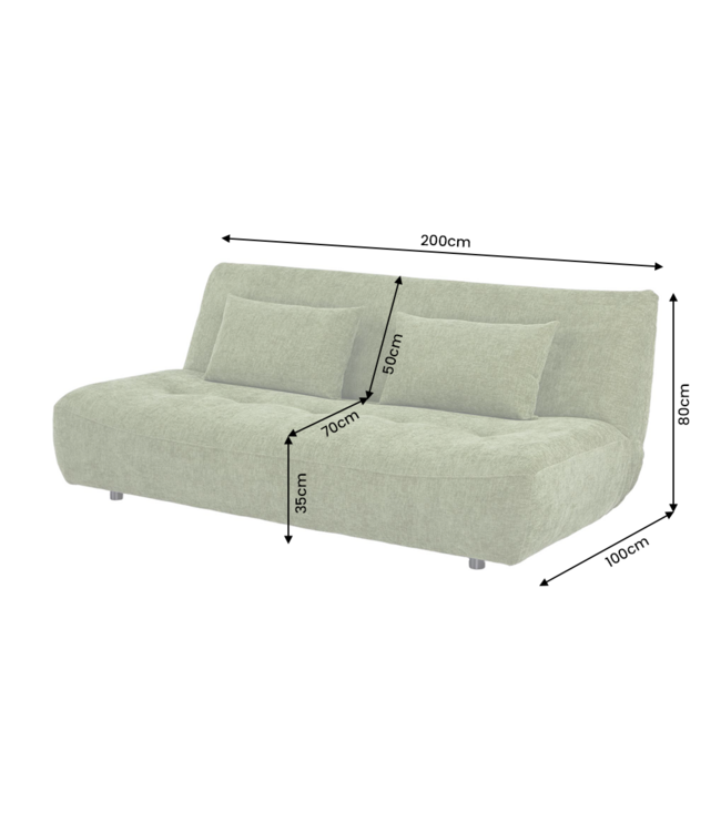 Invicta Interior Slaapbank ELYPSE 200cm 3-zits chenille groen - 48663