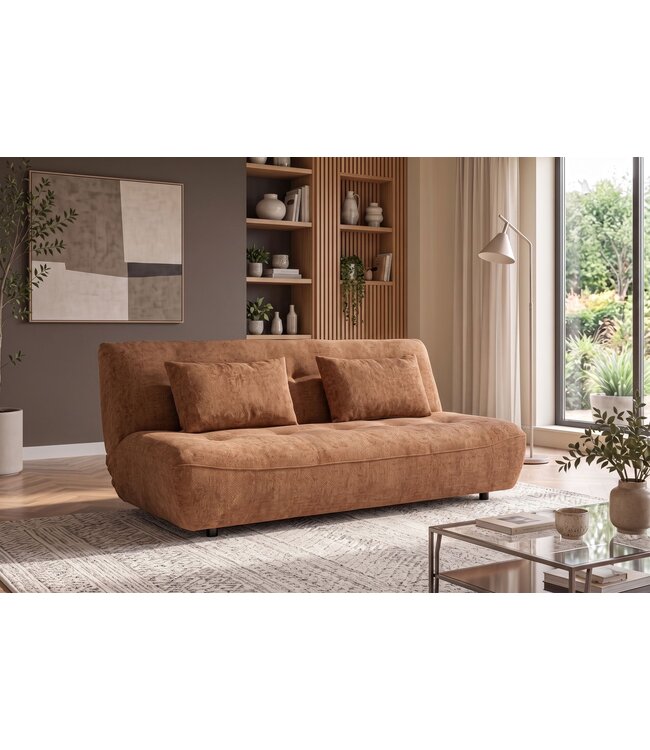 Invicta Interior Slaapbank ELYPSE 200cm 3-zits chenille roestbruin - 48664