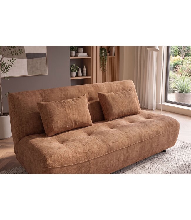 Invicta Interior Slaapbank ELYPSE 200cm 3-zits chenille roestbruin - 48664