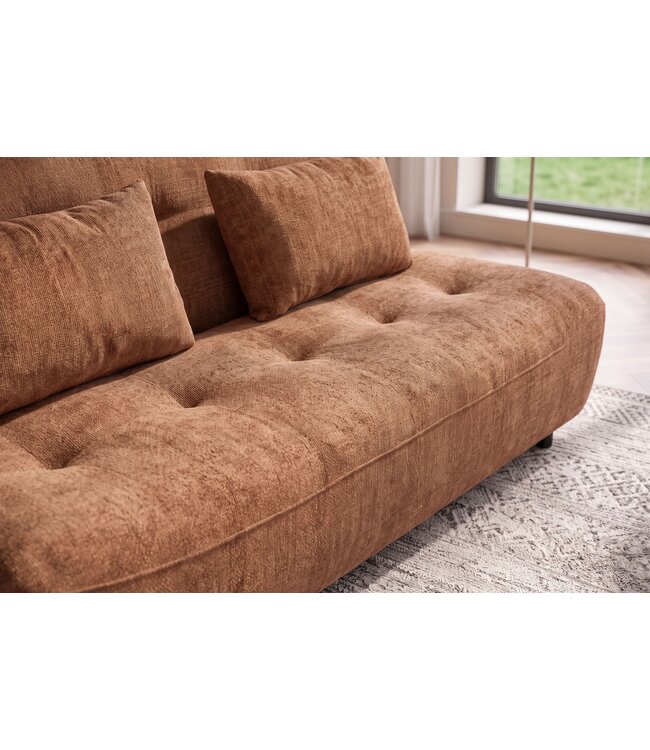 Invicta Interior Slaapbank ELYPSE 200cm 3-zits chenille roestbruin - 48664