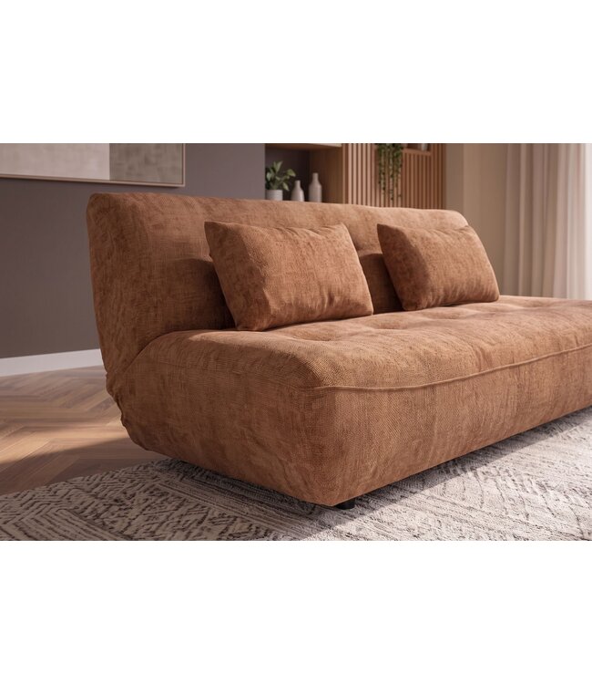 Invicta Interior Slaapbank ELYPSE 200cm 3-zits chenille roestbruin - 48664