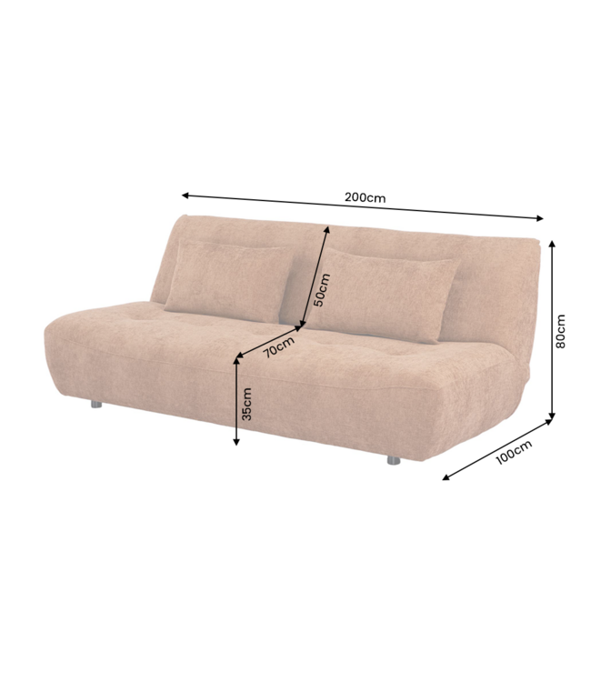 Invicta Interior Slaapbank ELYPSE 200cm 3-zits chenille roestbruin - 48664