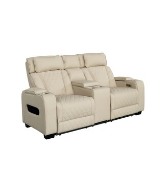 Invicta Interior Bioscoopfauteuil HOLLYWOOD 2-zits elektrisch verstelbaar kunstleer beige - 48678