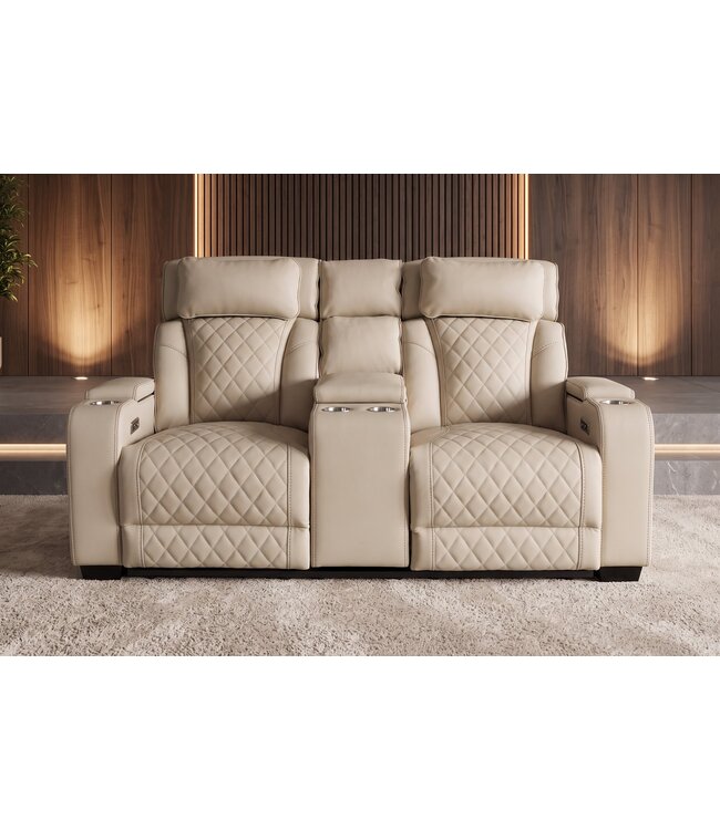 Invicta Interior Bioscoopfauteuil HOLLYWOOD 2-zits elektrisch verstelbaar kunstleer beige - 48678