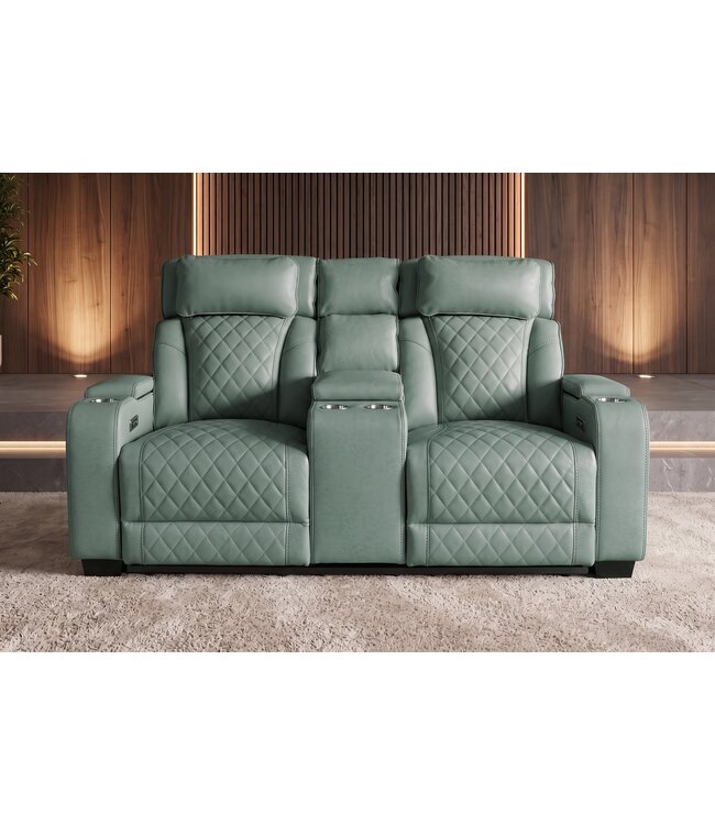Invicta Interior Cinema fauteuil HOLLYWOOD 2-zits elektrisch verstelbaar kunstleer sage - 48679