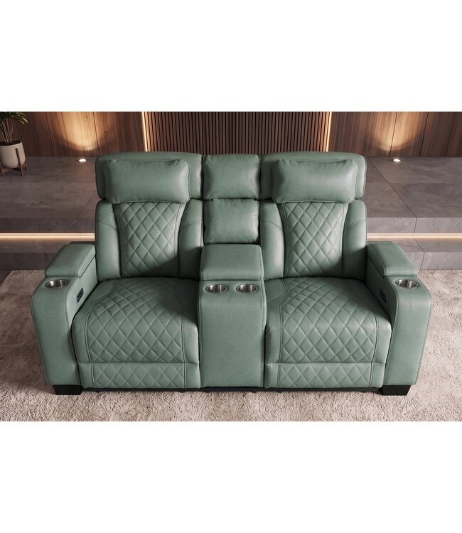 Invicta Interior Cinema fauteuil HOLLYWOOD 2-zits elektrisch verstelbaar kunstleer sage - 48679