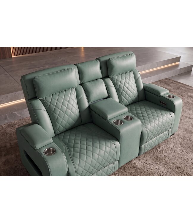 Invicta Interior Cinema fauteuil HOLLYWOOD 2-zits elektrisch verstelbaar kunstleer sage - 48679