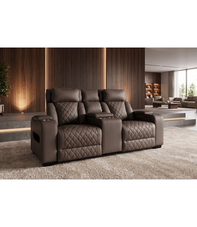 Invicta Interior Cinema fauteuil HOLLYWOOD 2-zits elektrisch verstelbaar kunstleer bruin - 48680