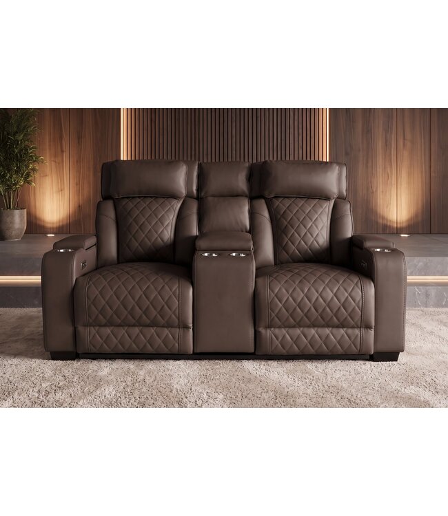 Invicta Interior Cinema fauteuil HOLLYWOOD 2-zits elektrisch verstelbaar kunstleer bruin - 48680