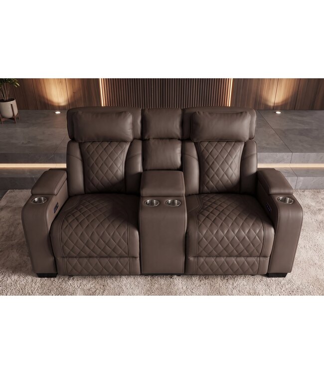 Invicta Interior Cinema fauteuil HOLLYWOOD 2-zits elektrisch verstelbaar kunstleer bruin - 48680