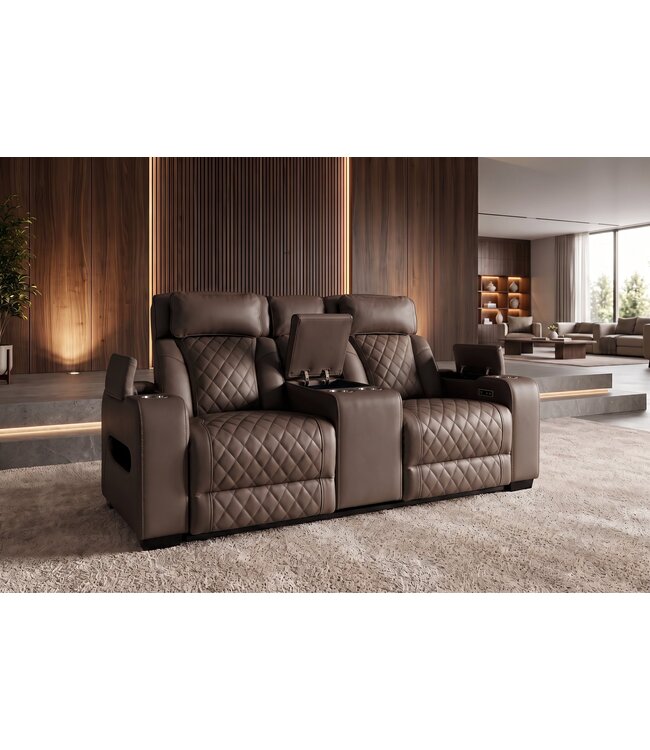 Invicta Interior Cinema fauteuil HOLLYWOOD 2-zits elektrisch verstelbaar kunstleer bruin - 48680