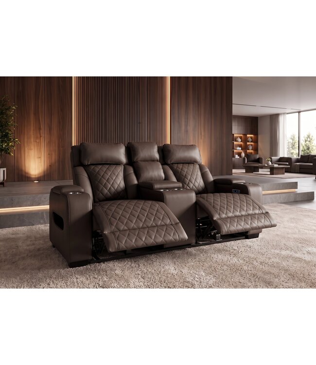 Invicta Interior Cinema fauteuil HOLLYWOOD 2-zits elektrisch verstelbaar kunstleer bruin - 48680