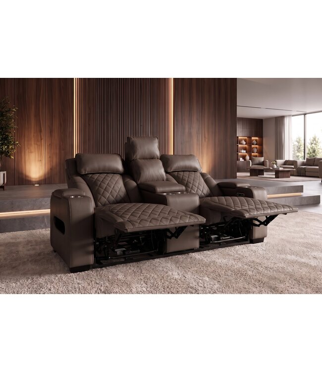 Invicta Interior Cinema fauteuil HOLLYWOOD 2-zits elektrisch verstelbaar kunstleer bruin - 48680