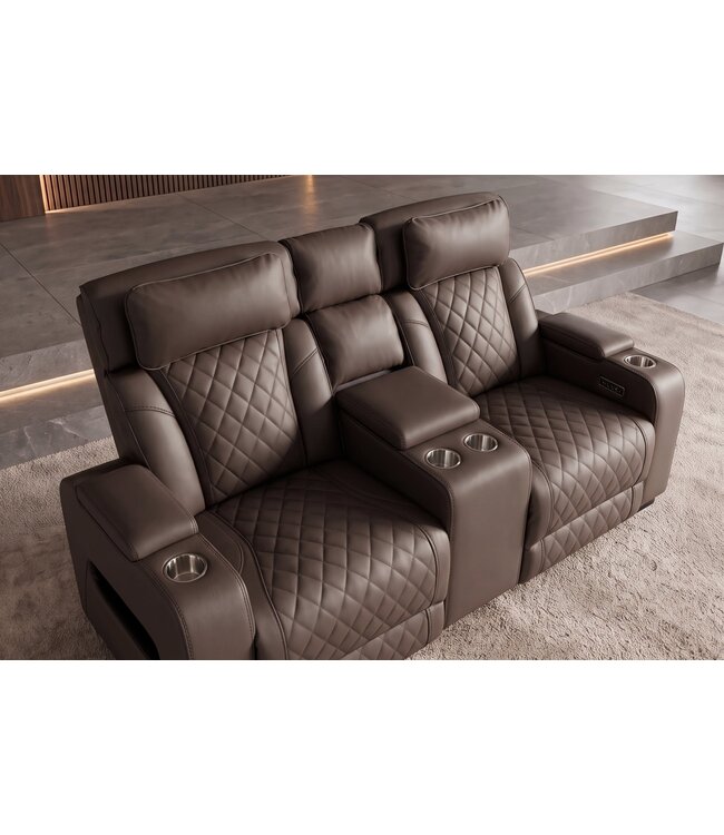 Invicta Interior Cinema fauteuil HOLLYWOOD 2-zits elektrisch verstelbaar kunstleer bruin - 48680