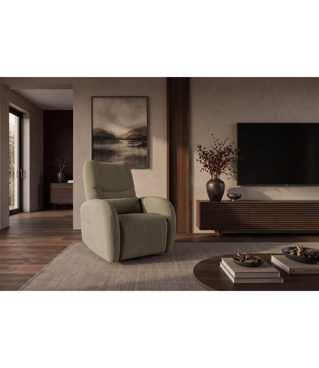 Invicta Interior Cinema fauteuil PRIORITY 360° elektrisch verstelbaar met USB-poort geweven stof groen - 48685