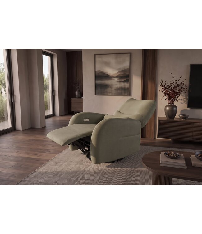 Invicta Interior Cinema fauteuil PRIORITY 360° elektrisch verstelbaar met USB-poort geweven stof groen - 48685
