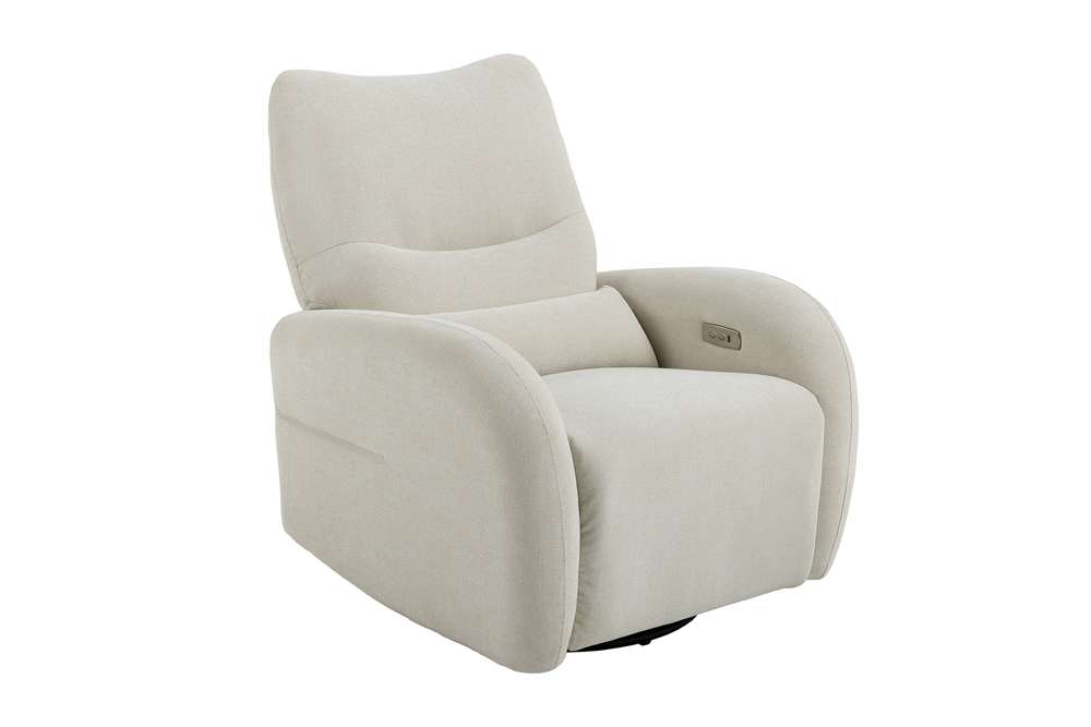Cinema fauteuil PRIORITY 360° draaibaar elektrisch verstelbaar met USB-poort gestructureerde stof beige - 48686