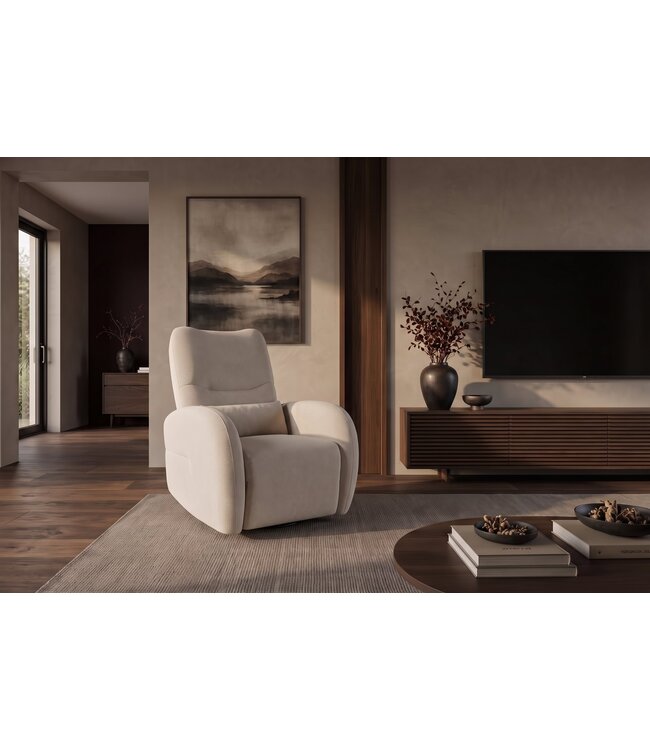 Invicta Interior Cinema fauteuil PRIORITY 360° draaibaar elektrisch verstelbaar met USB-poort gestructureerde stof beige - 48686