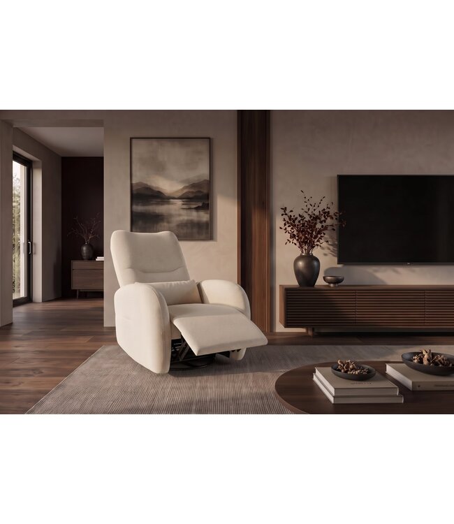 Invicta Interior Cinema fauteuil PRIORITY 360° draaibaar elektrisch verstelbaar met USB-poort gestructureerde stof beige - 48686
