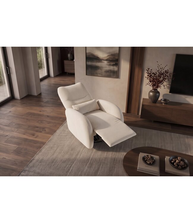Invicta Interior Cinema fauteuil PRIORITY 360° draaibaar elektrisch verstelbaar met USB-poort gestructureerde stof beige - 48686
