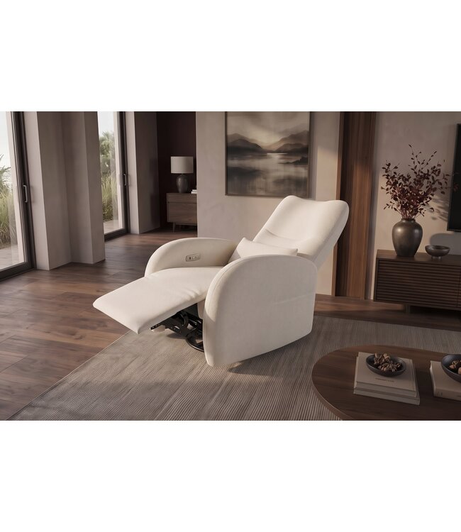 Invicta Interior Cinema fauteuil PRIORITY 360° draaibaar elektrisch verstelbaar met USB-poort gestructureerde stof beige - 48686