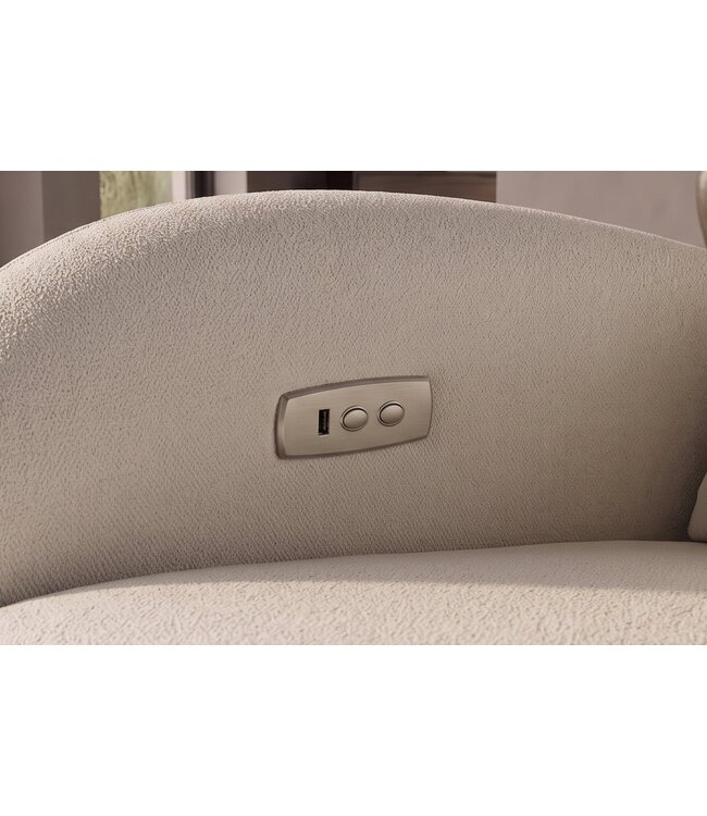 Invicta Interior Cinema fauteuil PRIORITY 360° draaibaar elektrisch verstelbaar met USB-poort gestructureerde stof beige - 48686