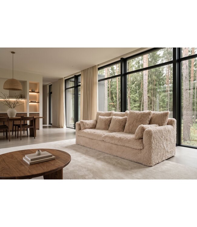 Invicta Interior Sofa YETI 200cm 3-zits afneembare hoes champagne beige - 48698