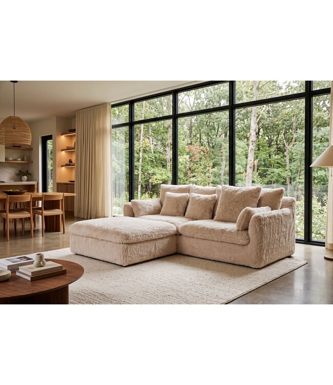 Invicta Interior Sofa YETI 200cm 3-zits afneembare hoes champagne beige - 48698