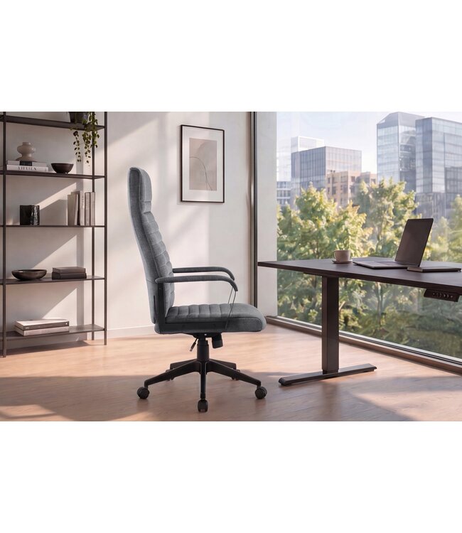 Invicta Interior Bureaustoel LAZIO 49-59cm met kantelfunction vogue velours fluweel antraciet - 48702