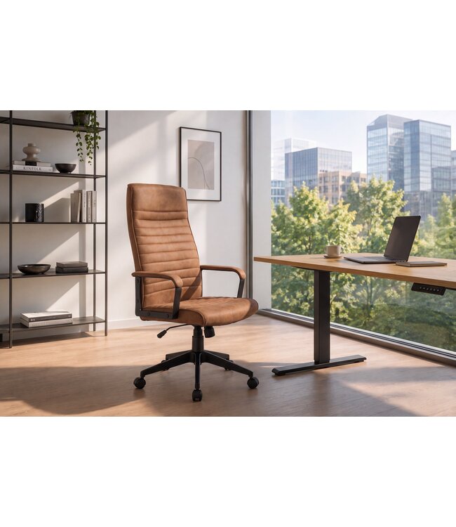 Invicta Interior Bureaustoel LAZIO 49-59cm met kantelfunctie microvezel vintage bruin - 48704