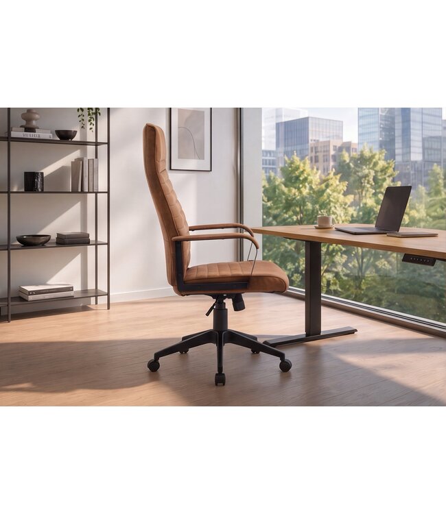 Invicta Interior Bureaustoel LAZIO 49-59cm met kantelfunctie microvezel vintage bruin - 48704