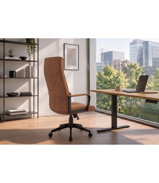 Invicta Interior Bureaustoel LAZIO 49-59cm met kantelfunctie microvezel vintage bruin - 48704