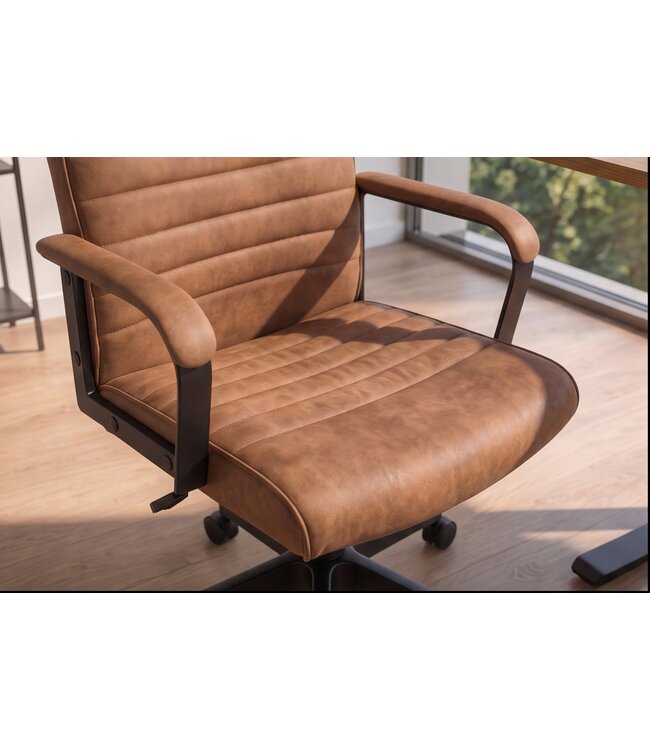 Invicta Interior Bureaustoel LAZIO 49-59cm met kantelfunctie microvezel vintage bruin - 48704