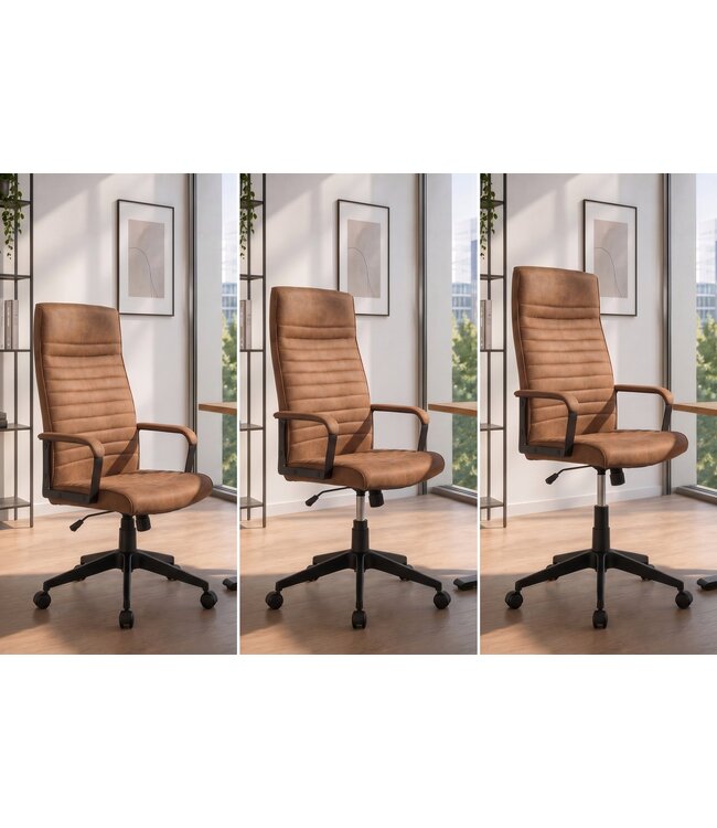 Invicta Interior Bureaustoel LAZIO 49-59cm met kantelfunctie microvezel vintage bruin - 48704