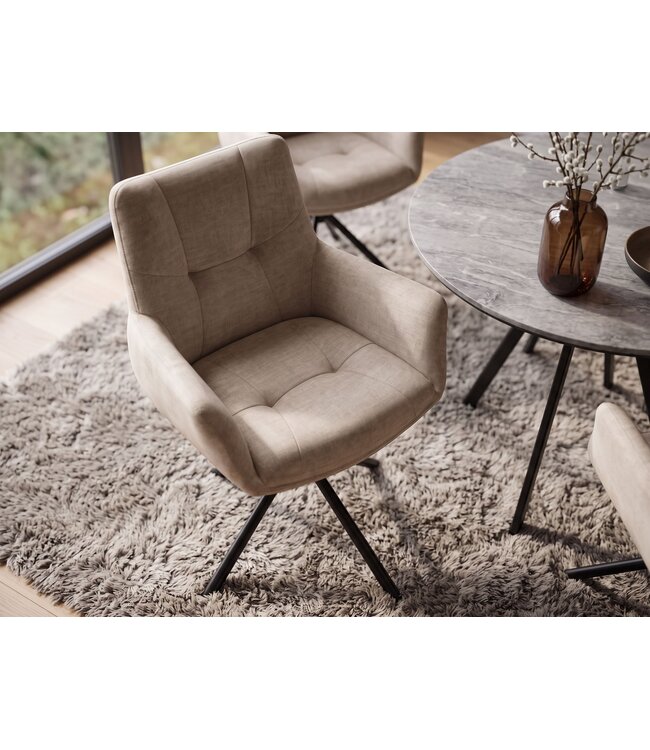 Invicta Interior Draaibare fauteuil SIGNATURE 360° met armleuningen, veerkern, fluweel beige - 48793