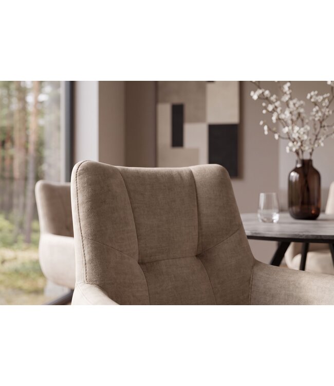 Invicta Interior Draaibare fauteuil SIGNATURE 360° met armleuningen, veerkern, fluweel beige - 48793