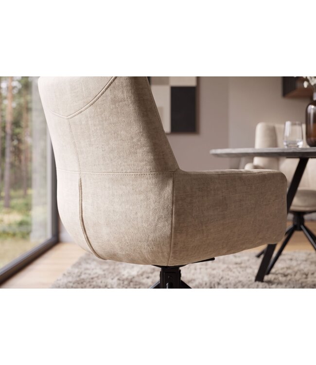 Invicta Interior Draaibare fauteuil SIGNATURE 360° met armleuningen, veerkern, fluweel beige - 48793