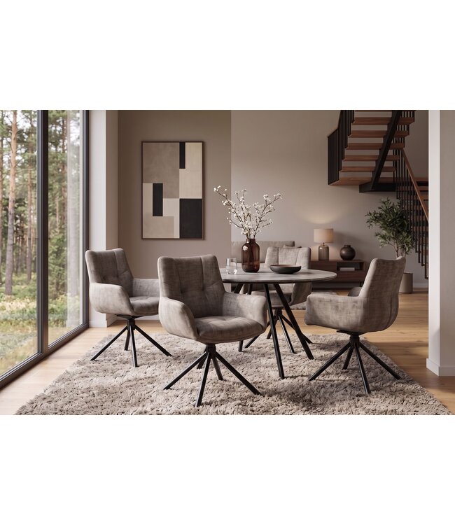 Invicta Interior Draaibare fauteuil SIGNATURE 360° met armleuningen veerkernstoffen fluweel taupe - 48794