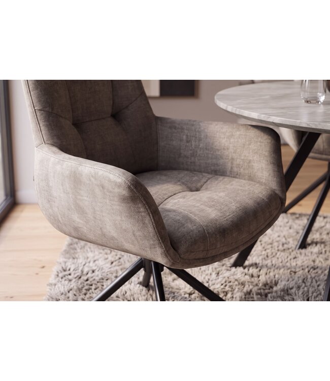 Invicta Interior Draaibare fauteuil SIGNATURE 360° met armleuningen veerkernstoffen fluweel taupe - 48794