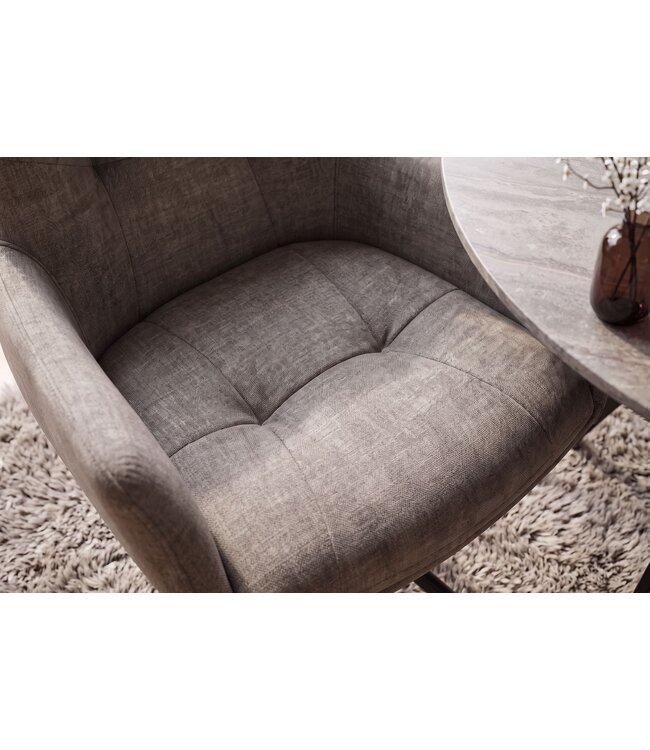 Invicta Interior Draaibare fauteuil SIGNATURE 360° met armleuningen veerkernstoffen fluweel taupe - 48794