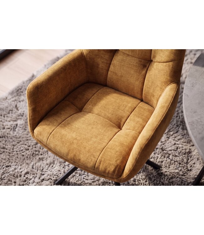 Invicta Interior Draaistoel SIGNATURE 360° draaibaar met armleuningen veercore fluweel mosterdgeel - 48795