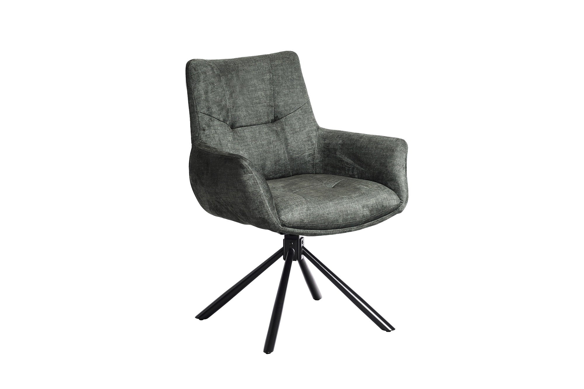 Draaibare fauteuil SIGNATURE 360° met armleuningen, spiraalvering, fluweel mosgroen - 48796