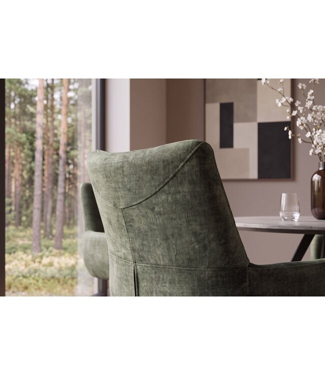 Invicta Interior Draaibare fauteuil SIGNATURE 360° met armleuningen, spiraalvering, fluweel mosgroen - 48796