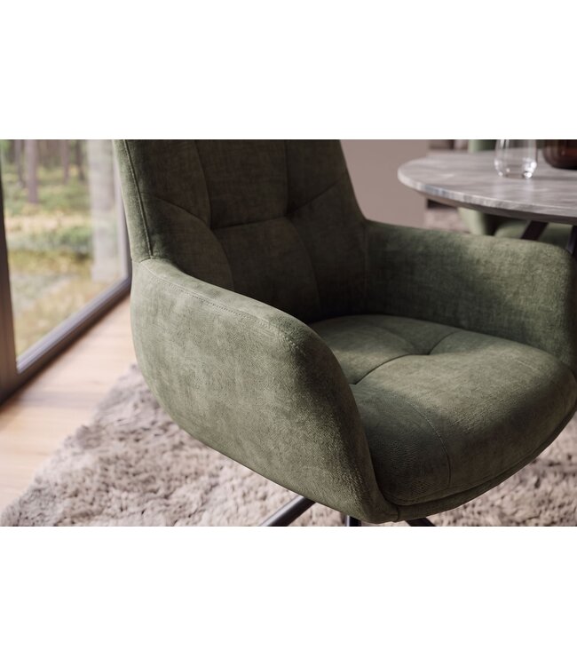 Invicta Interior Draaibare fauteuil SIGNATURE 360° met armleuningen, spiraalvering, fluweel mosgroen - 48796
