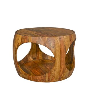 Invicta Interior Salontafel ORGANIC LOOP 60cm rond met opbergruimte sheesham hout bruin - 48822