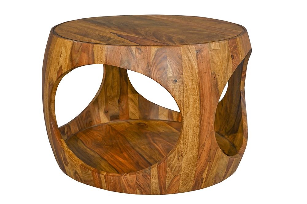 Salontafel ORGANIC LOOP 60cm rond met opbergruimte sheesham hout bruin - 48822